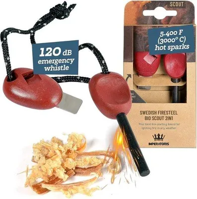 Produktbild von Feuerzeug - Feuerstein - Magnesium-Stick - Notrufpfeife - Survival-Kit für Camping & Outdoor - 3000 Entzündungen