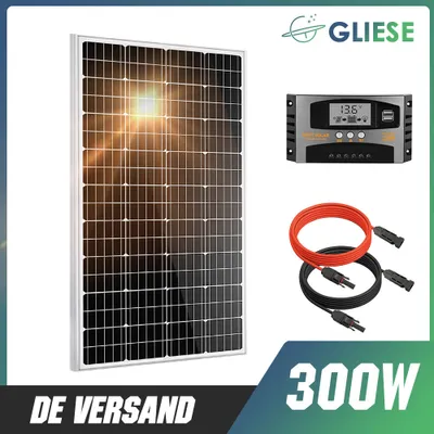 Produktbild von 300W 12V Solar Set Solarmodul Solarpanel Kit Monokristallin Solaranlage Photovoltaik Balkonkraftwerk Solaranlage