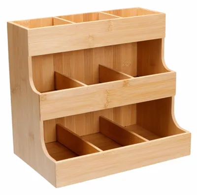 Obrázek produktu pro HowHomely | Kuchyňská police – organizér na koření a kuchyňské doplňky – z bambusu – béžová – 24 x 26 x 17 cm – nádoby na koření – praktické