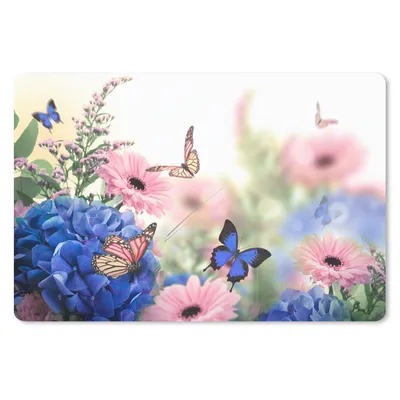 Produktbild von MuchoWow® Schreibtischunterlage Schmetterlinge - Blumen - Hortensien - Insekten 60x40 cm - XXL Mauspad - Großes Mauspad