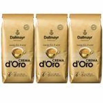 Zdjęcie produktu dla Dallmayr Kaffee d'Oro, całe ziarna, aksamitna crema, opakowanie zawierające 3 sztuki po 1000g