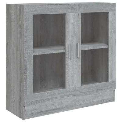 Image de vidaXL Armoire vitrine Gris Sonoma 82,5x30,5x80 cm Bois composite