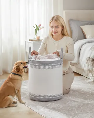 Produktbild von SONGMICS Wäschekorb, 60 L Wäschesammler, Aufbewahrungskorb mit Deckel