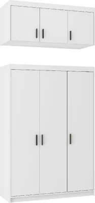 Produktbild von Kleiderschrank ELENA 3D Drehtürenschrank 133x245x53cm Schlafzimmer mit 3 Türen Garderobe + Schrankaufsatz Weiß