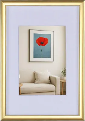 Produktbild von New Lifestyle Kunststoff Bilderrahmen mit Passepartout & Klarglas Collage Wanddeko Poster - Farbe: Gold | Format: 10x15