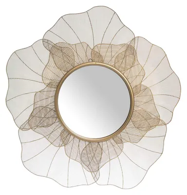 Immagine prodotto di Specchio da parete a forma di fiore, in metallo dorato, dimensioni 69 x 4,5 cm