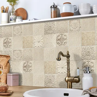 Produktbild von Cool-i® 24x Retro Fliesenaufkleber 15×15 cm ,Selbstklebend, PVC, Mosaik-Dekor, Öl & Wasserabweisend für Küche & Bad (HZ053)