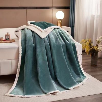 Kuscheldecke Doppelseitig Flauschige Weich Warm Dick Wohndecke Fleece Flanell 150 x 200cm 1,5kg Dunkelgrün Weihnachtsgeschenk