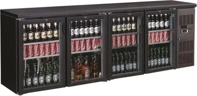 Image de Réfrigérateur de bar Combisteel noir à 4 portes vitrées