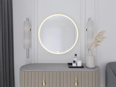 Image de Miroir mural SOL avec éclairage LED - or