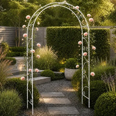 Immagine prodotto di DanDiBo Arco di rose in metallo zincato solido 120 cm Arco 96518 resistente alle intemperie Arco rotondo Aiuto per arrampicata in ferro massiccio Arco da giardino zincato a caldo
