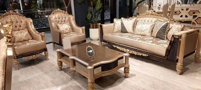Produktbild von Casa Padrino Luxus Barock Wohnzimmer Set Gold / Schwarz / Grau / Gold - 2 Barock Sofas & 2 Barock Sessel & 1 Barock Couchtisch - Luxus Wohnzimmer Möbel im Barockstil - Barock Möbel