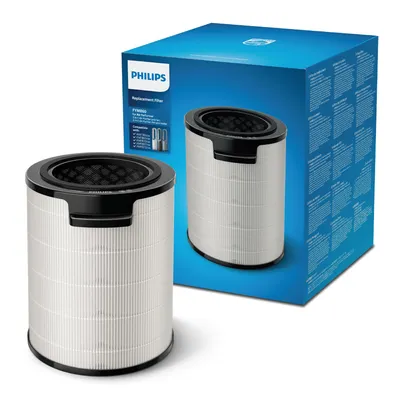 A Philips air purifier replacement filter and its packaging are shown against a white background.