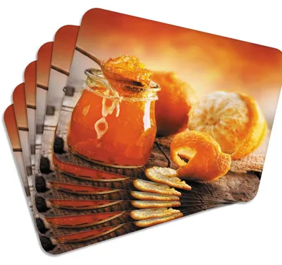 Produktbild von MG Design Set aus 6 Kork-Platzsets - Oranges 1 - 30 x 40 cm - hitzebeständig & abwischbar, mit Korkrückseite