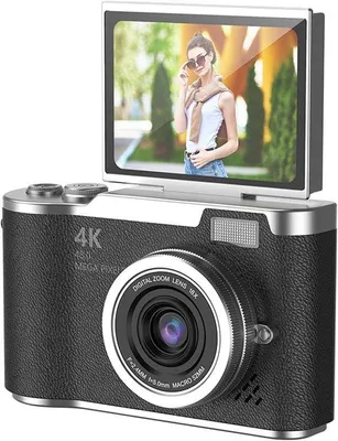 Image de Appareil photo numérique 48 Mpx - Appareil photo numérique 1080p - Flash intégré - Carte mémoire de 32 Go + lecteur de carte inclus - Appareil photo CCD portable - Noir