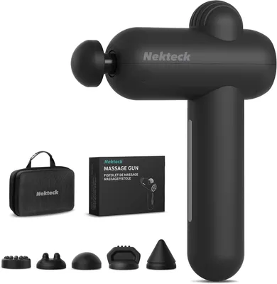 Productafbeelding van Mini massagepistool, diepweefmassage, draagbaar percussiemassageapparaat met 5 massagekoppen