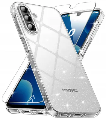 Obrázok produktu pre Puzdro s trblietavým efektom pre Samsung A18 – priehľadné, lesklé, trblietavé puzdro (2 mm) + ochranné sklo