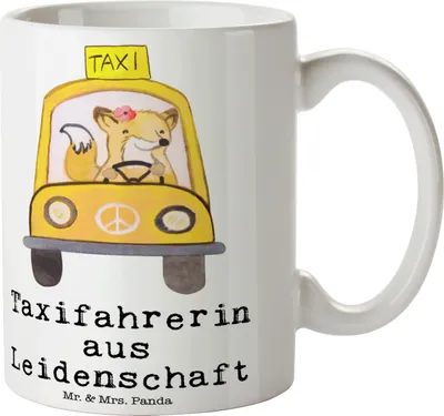 Produktbild von Mr. & Mrs. Panda Becher Taxifahrerin Leidenschaft - Weiß - Geschenk, Pott, haferl, Trinkbecher, Kaffeetasse, Tasse, Teetasse