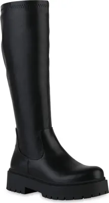Produktbild von VAN HILL Damen Leicht Gefütterte Plateaustiefel Stiefel Profil-Sohle Schuhe 841464, Farbe: Schwarz, Größe: 38