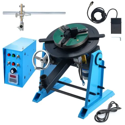 Zdjęcie produktu dla Obrotnik spawalniczy 80 W Pozycjoner spawalniczy 1-12 obr/min Manipulator 30 kg (poziomy)/15 kg (pionowy) Stół obrotowy 0-90° kąt nachylenia Uchwyt trójszczękowy KD200 - cięcie, szlifowanie, montaż