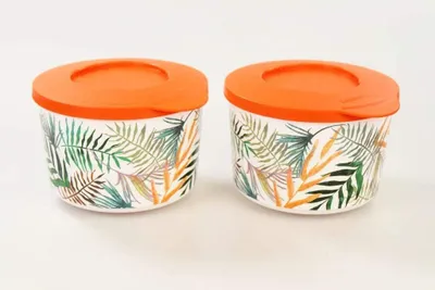 Zdjęcie produktu dla TUPPERWARE Iluminas 1,8 l pomarańczowy (2) Pojemnik Tropical do przechowywania żywności Illumina