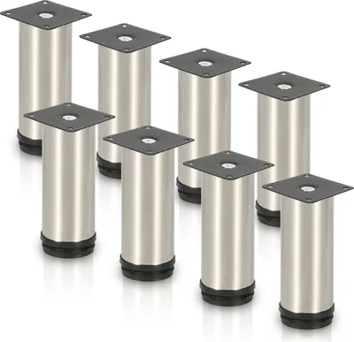 Produktbild von TolleTour 8er Set Möbelfüße Tischbein Set Sofafüße Möbelbeine Bettstützen Sofafüße Schrankfuß Möbelbeine Edelstahl 200mm