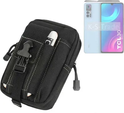 Produktbild von K-S-Trade Gürtel Tasche kompatibel mit TCL 30+ Gürteltasche Holster Schutz Hülle Handy Hülle Smartphone outdoor Handy-Hülle schwarz Zusatzfächer