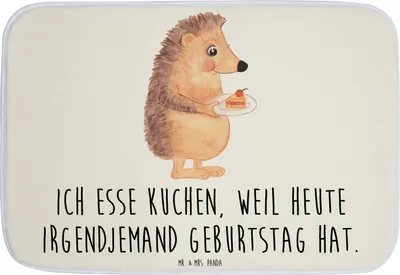 Produktbild von Mr. & Mrs. Panda Badezimmer Matte Igel Kuchenstück - Weiß - Geschenk, Kuchen Backen, Einladung Party, Badteppich, Geburtstagskuchen, Badematte, Vorleger Bad, Badvorleger