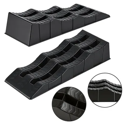 Image de Vigevee, 2 cales de nivellement pour camping-car, noires. Cales pour montée, pour véhicules de loisirs, caravanes, rampes