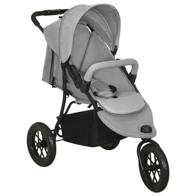 Produktbild von Kinder-Buggy "Mesa" aus Stahl, Leinenstoff in Hellgrau. Abmessungen (L/B/H) 110x61x106 cm