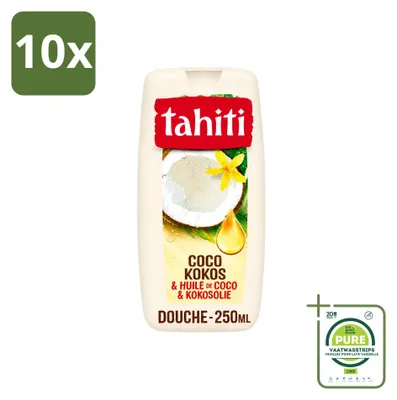 Immagine prodotto di 10 flaconi di bagnoschiuma Tahiti al cocco e olio di cocco - 250 ml - confezione grande - 10 pezzi