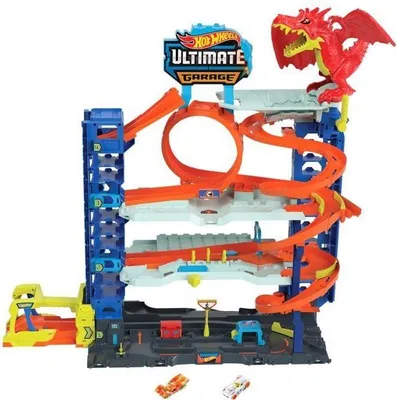 Produktbild von Hot Wheels City Garage Ultime-Coffret, mit 2 Autos, 50+ Spielbereiche, Aufzug, Looping, HKX48
