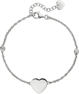 Produktbild von JOBO Armband Herz 925 Sterling Silber 2 Zirkonia 22 cm Silberarmband Herzarmband