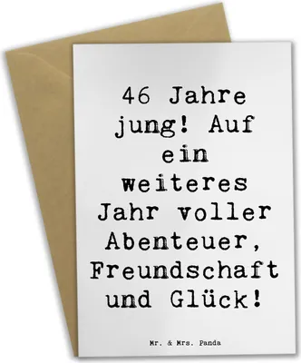 Produktbild von Mr. & Mrs. Panda Grußkarte Spruch 46. Geburtstag - Weiß - Geschenk, Happy Birthday, Geburtstagsspruch, Jubiläum, Geburtstagsgeschenk, Alter, Freundschaft, osterkarte