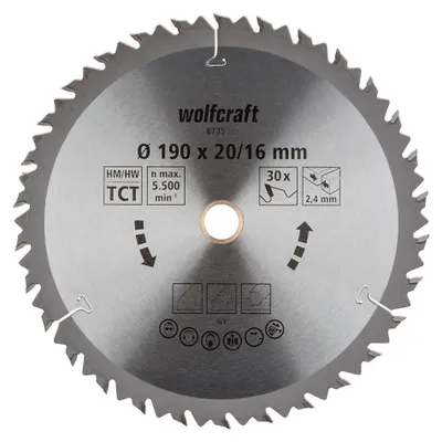 Produktbild von Wolfcraft 6735000 Kreissägeblatt Für Holz 190 Mm Silber Silber One Size