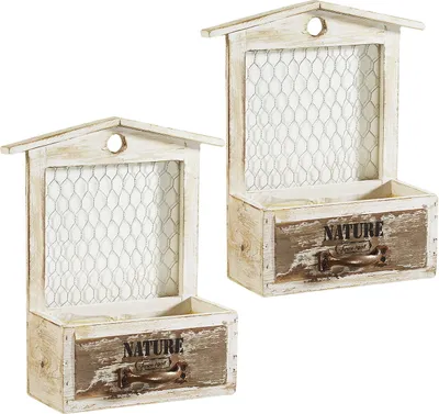 Produktbild von 2x Mini Holz Pflanzschale Blumentopf Pflanzkasten Blumenkasten Deko Shabby Chic