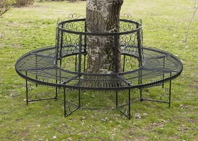 Produktbild von DanDiBo Rundbank XXL D-200 cm aus Metall Bank Baumbank Sitzbank Gartenbank Schmiedeeisen