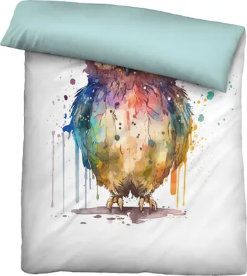 Produktbild von Biberna Linon Bettwäsche Eule Größe 135x200/80x80 cm bunt