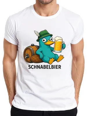Obrázek produktu pro Pivo Schnabelbier, motiv "Schnabeltier", klobouk, pití piva, , rozlučka se svobodou, pánské tričko, bílá barva, velikost XXL