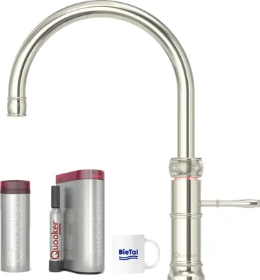 Produktbild von Quooker Wasserhahn Classic Fusion Round Nickel mit PRO3 und CUBE Sprudelwasser