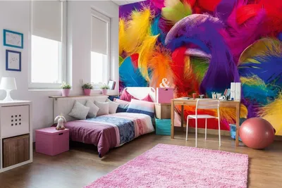 Produktbild von Vlies Fototapete BUNTER FEDERHINTERGRUND 375 x 250 cm (inkl. Kleister) - Vlies Tapete, Wandtapete, Wandbilder - Tapete für Wohnzimmer Schlafzimmer, Büro, Küche - Montagefertig