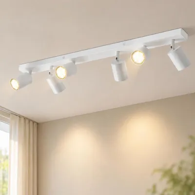 Immagine prodotto di ZMH Faretti da soffitto a LED a 6 luci Lampada da soffitto Faretti da soffitto GU10 in metallo Faretti orientabili a 350° per soggiorno, camera da letto e corridoio - Bianco, Immagine generata dall'IA