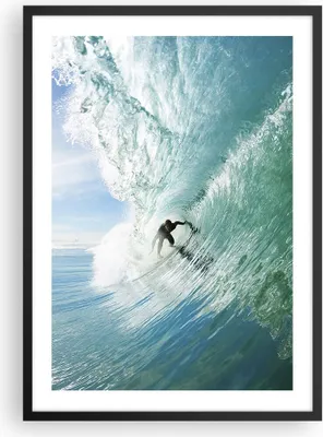 Produktbild von Gerahmtes Poster - Schwarzer Rahmen - Abenteuer surfer welle ozean - 50x70 cm - Wand Bild - Wanddeko - Wandbilder - Wandposter - Bilderrahmen - Bilder - Kunstdruck - Wandbild - P2BPA50x70-2541