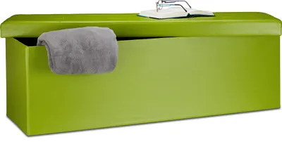 Produktbild von Relaxdays Faltbare Sitzbank HxBxT 38 x 114 x 38 cm, XL Kunstleder Sitztruhe, Aufbewahrungsbox mit viel Stauraum, grün