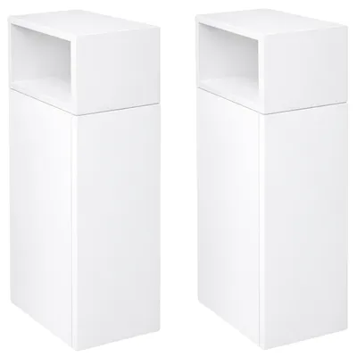 Produktbild von 2er Set schmale Nachttische mit Seitenregal Push to Open Weiß 20x30x70 cm