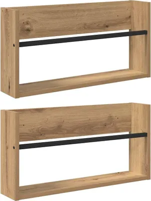 Image de Étagère à magazines 2 pcs Chêne artisanal 60 x 12 x 30 cm