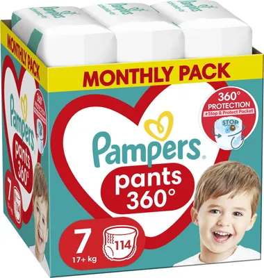 Produktbild von Pampers Pants Einweg Windelhöschen zum Hochziehen, Größe 7 (ab 17 kg), 114 Stück