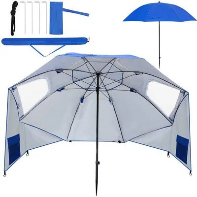 Zdjęcie produktu dla Parasol plażowy 210 cm z ochroną przed promieniowaniem UV, w zestawie z zielonym dachem, torbą transportową, wodoodporny, na plażę, do ogrodu i na balkon