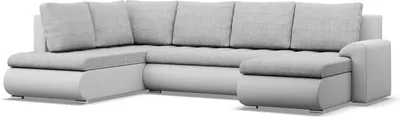 Produktbild von U-Sofa mit Schlaffunktion Foresta, Ottomane, Grau + Weiß