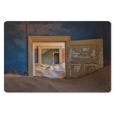 Produktbild von MuchoWow® Mauspad Mousepad Blau - Tür - Sand - Wüste 27x18 cm - Mousepads - Maus Mat - Pad - Mausunterlage - Büroartikel - Desk Matten